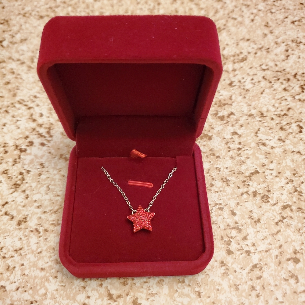 Sterling Silver Star Necklace with Crystals